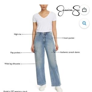 BNWT Jessica Simpson Cargo Jeans Light Blue Size 10